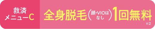 救済メニューC：全身脱毛1回※顔・Iライン・Oライン・スーパービキニは除く